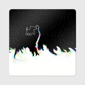 Магнит виниловый Квадрат с принтом Затерянный в космосе в Екатеринбурге, полимерный материал с магнитным слоем | размер 9*9 см, закругленные углы | звезды слон пламя потерянный забытый радуга хобот огонь
