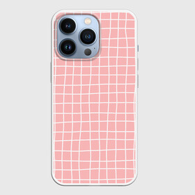 Чехол для iPhone 13 Pro с принтом Клетка волнистая в Екатеринбурге,  |  | cell | check | geometry | girl | plaid | school | геометрия | девочкам | детям | квадраты | клетка | клеточка | клетчатый | линии | пастельный | полосы | розовая клетка | розовый | текстура | узор в клетку | школа