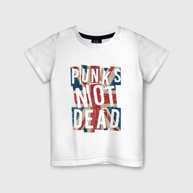 Детская футболка хлопок с принтом Punks not dead в Екатеринбурге, 100% хлопок | круглый вырез горловины, полуприлегающий силуэт, длина до линии бедер | Тематика изображения на принте: alternative | music | punk | punks not dead | rock | альтернатива | музыка | панк | панки не умерают | панкс нот дэд | рок