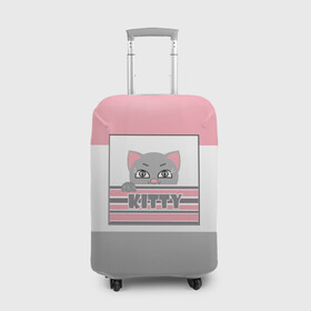 Чехол для чемодана 3D с принтом Котенок . Kitty в Екатеринбурге, 86% полиэфир, 14% спандекс | двустороннее нанесение принта, прорези для ручек и колес | детская иллюстрация | детский | для девочки | звезды | кот | маленький котенок | малышам | розовый | серый | серый и розовый