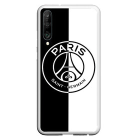 Чехол для Honor P30 с принтом ФК ПСЖ / PSG BLACK & WHITE в Екатеринбурге, Силикон | Область печати: задняя сторона чехла, без боковых панелей | paris saint germain | psg | saint | sport | париж | псг | спорт | футбол