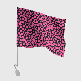 Флаг для автомобиля с принтом Темно-розовый горох на черном  в Екатеринбурге, 100% полиэстер | Размер: 30*21 см | в горошек | горох | малиновый | ретро | розовый горох | розовый и черный | черный