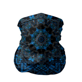 Бандана-труба 3D с принтом Черно-синяя мандала .  в Екатеринбурге, 100% полиэстер, ткань с особыми свойствами — Activecool | плотность 150‒180 г/м2; хорошо тянется, но сохраняет форму | калейдоскоп | круглый | модный | орнамент | синий | современный | темно синий | этнический