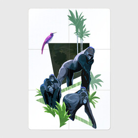 Магнитный плакат 2Х3 с принтом Дикое семейство в Екатеринбурге, Полимерный материал с магнитным слоем | 6 деталей размером 9*9 см | арт | горилла | гориллы | джунгли | дикие животные | дикие звери | животное | животное джунглей | животные | природа | птица | птица джунглей | птицы | рисунок