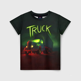 Детская футболка 3D с принтом Truck neon в Екатеринбурге, 100% гипоаллергенный полиэфир | прямой крой, круглый вырез горловины, длина до линии бедер, чуть спущенное плечо, ткань немного тянется | truck | trucks | грузовик | грузовики | дальнобои | дальнобой | дальнобойщик | фура | фуры
