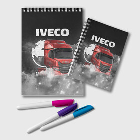Блокнот с принтом Iveco truck в Екатеринбурге, 100% бумага | 48 листов, плотность листов — 60 г/м2, плотность картонной обложки — 250 г/м2. Листы скреплены удобной пружинной спиралью. Цвет линий — светло-серый
 | iveco | iveco truck | iveco грузовик | truck | trucks | грузовик | грузовики | дальнобои | дальнобой | дальнобойщик | ивеко | ивеко грузовик | фура | фуры