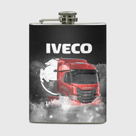 Фляга с принтом Iveco truck в Екатеринбурге, металлический корпус | емкость 0,22 л, размер 125 х 94 мм. Виниловая наклейка запечатывается полностью | Тематика изображения на принте: iveco | iveco truck | iveco грузовик | truck | trucks | грузовик | грузовики | дальнобои | дальнобой | дальнобойщик | ивеко | ивеко грузовик | фура | фуры