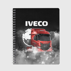 Тетрадь с принтом Iveco truck в Екатеринбурге, 100% бумага | 48 листов, плотность листов — 60 г/м2, плотность картонной обложки — 250 г/м2. Листы скреплены сбоку удобной пружинной спиралью. Уголки страниц и обложки скругленные. Цвет линий — светло-серый
 | iveco | iveco truck | iveco грузовик | truck | trucks | грузовик | грузовики | дальнобои | дальнобой | дальнобойщик | ивеко | ивеко грузовик | фура | фуры