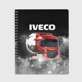 Тетрадь с принтом Iveco truck в Екатеринбурге, 100% бумага | 48 листов, плотность листов — 60 г/м2, плотность картонной обложки — 250 г/м2. Листы скреплены сбоку удобной пружинной спиралью. Уголки страниц и обложки скругленные. Цвет линий — светло-серый
 | Тематика изображения на принте: iveco | iveco truck | iveco грузовик | truck | trucks | грузовик | грузовики | дальнобои | дальнобой | дальнобойщик | ивеко | ивеко грузовик | фура | фуры