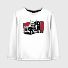 Детский лонгслив хлопок с принтом Truck red в Екатеринбурге, 100% хлопок | круглый вырез горловины, полуприлегающий силуэт, длина до линии бедер | truck | trucks | грузовик | грузовики | дальнобои | дальнобой | дальнобойщик | фура | фуры
