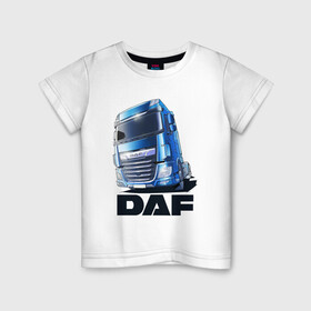 Детская футболка хлопок с принтом Daf Truck в Екатеринбурге, 100% хлопок | круглый вырез горловины, полуприлегающий силуэт, длина до линии бедер | Тематика изображения на принте: truck | trucks | грузовик | грузовики | дальнобои | дальнобой | дальнобойщик | фура | фуры