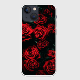 Чехол для iPhone 13 mini с принтом РОЗЫ НА ЧЁРНОМ ФОНЕ в Екатеринбурге,  |  | аромат | любовь | растения | розы | текстура | цветы | шипы