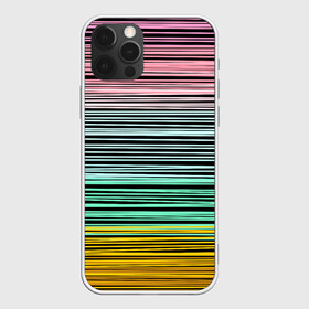Чехол для iPhone 12 Pro Max с принтом Модный полосатый узор  в Екатеринбурге, Силикон |  | желтый | модный | молодежный | разноцветные линии | разноцветный полосатый | розовый | салатовый | современный