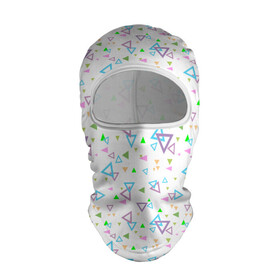 Балаклава 3D с принтом Детский абстрактный узор  в Екатеринбурге, 100% полиэстер, ткань с особыми свойствами — Activecool | плотность 150–180 г/м2; хорошо тянется, но при этом сохраняет форму. Закрывает шею, вокруг отверстия для глаз кайма. Единый размер | Тематика изображения на принте: геометрические фигуры | детский | малышам | разноцветные треугольники | ретро