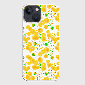 Чехол для iPhone 13 mini с принтом Лимонная карамель в Екатеринбурге,  |  | детский | карамель | конфеты | лимон | лимонный узор | малышам | сладости | чупа чупс