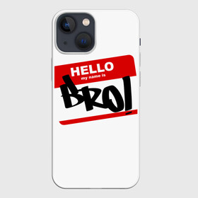 Чехол для iPhone 13 mini с принтом Bro в Екатеринбурге,  |  | bro | brother | hello | myname | name | sticker | брат | братишка | братуха | братюня | бро | имя | привет | стикер