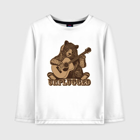 Детский лонгслив хлопок с принтом Медведь играет на гитаре в Екатеринбурге, 100% хлопок | круглый вырез горловины, полуприлегающий силуэт, длина до линии бедер | гитара | медведь | медвежонок | миша | мишка | музыкант