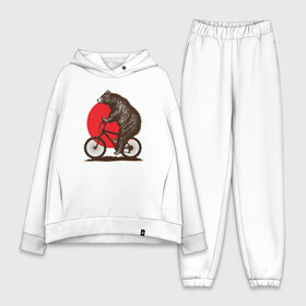 Женский костюм хлопок Oversize с принтом Медведь на велосиеде в Екатеринбурге,  |  | вело | велосипед | медведь | солнце | спорт | япония