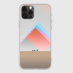 Чехол для iPhone 12 Pro с принтом Пустынный мираж в Екатеринбурге, силикон | область печати: задняя сторона чехла, без боковых панелей | верблюды | глюк | караван | пирамиды | путник | треугольник | цветовой шум