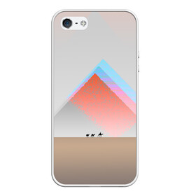 Чехол для iPhone 5/5S матовый с принтом Пустынный мираж в Екатеринбурге, Силикон | Область печати: задняя сторона чехла, без боковых панелей | верблюды | глюк | караван | пирамиды | путник | треугольник | цветовой шум