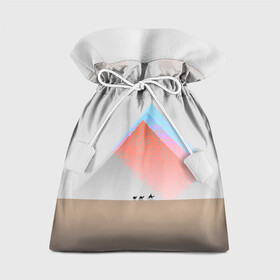 Подарочный 3D мешок с принтом Пустынный мираж в Екатеринбурге, 100% полиэстер | Размер: 29*39 см | верблюды | глюк | караван | пирамиды | путник | треугольник | цветовой шум