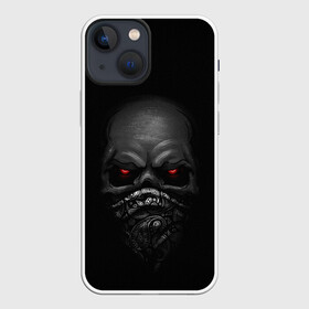Чехол для iPhone 13 mini с принтом ВЗГЛЯД ИЗ ТЕМНОТЫ, в Екатеринбурге,  |  | балаклава | взгляд | глаза | зомби | маска | мертвец | минимализм | темнота | череп