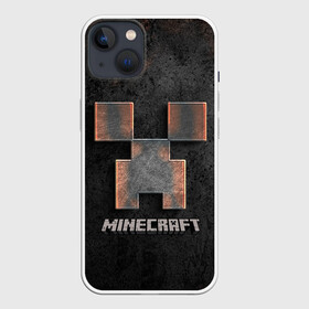 Чехол для iPhone 13 с принтом MINECRAFT TEXTURE IRON в Екатеринбурге,  |  | creeper | game | minecraft | железо | игра | компьютерная | крипер | криппер | майн | майнкрафт | текстура