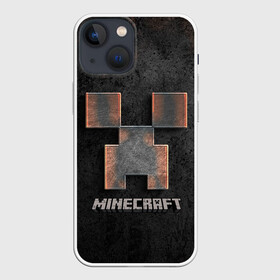 Чехол для iPhone 13 mini с принтом MINECRAFT TEXTURE IRON в Екатеринбурге,  |  | creeper | game | minecraft | железо | игра | компьютерная | крипер | криппер | майн | майнкрафт | текстура