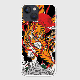 Чехол для iPhone 13 mini с принтом Самурайский тигр в Екатеринбурге,  |  | воин | год тигра | закат | крупная кошка | полосы | тигр | тигриная лапа | хищник