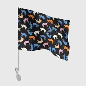 Флаг для автомобиля с принтом Британские кошки паттерн в Екатеринбурге, 100% полиэстер | Размер: 30*21 см | британская кошка | британская серая кошка | животные | звери | иллюстрация | коты | кошки | паттерн | разноцветный | рисунок | черный | яркий принт