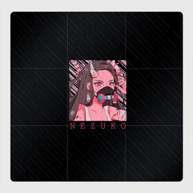 Магнитный плакат 3Х3 с принтом Незуко Камадо в маске в Екатеринбурге, Полимерный материал с магнитным слоем | 9 деталей размером 9*9 см | demon slayer | kamado | kimetsu no aiba | nezuko | камадо | клинок | недзуко | незуко | рассекающий демонов