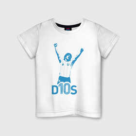 Детская футболка хлопок с принтом Maradona - Dios в Екатеринбурге, 100% хлопок | круглый вырез горловины, полуприлегающий силуэт, длина до линии бедер | argentina | diego | football | maradona | messi | аргентина | гол | диего | игрок | марадона | месси | мяч | рука бога | спорт | футбол | футболист | чемпион