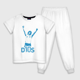 Детская пижама хлопок с принтом Maradona - Dios в Екатеринбурге, 100% хлопок |  брюки и футболка прямого кроя, без карманов, на брюках мягкая резинка на поясе и по низу штанин
 | Тематика изображения на принте: argentina | diego | football | maradona | messi | аргентина | гол | диего | игрок | марадона | месси | мяч | рука бога | спорт | футбол | футболист | чемпион