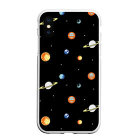 Чехол для iPhone XS Max матовый с принтом Планеты в космосе в Екатеринбурге, Силикон | Область печати: задняя сторона чехла, без боковых панелей | венера | звезды | земля | иллюстрация | космос | паттерн | планеты | рисунок | сатурн | черный | юпитер