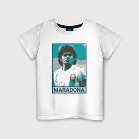 Детская футболка хлопок с принтом Maradona в Екатеринбурге, 100% хлопок | круглый вырез горловины, полуприлегающий силуэт, длина до линии бедер | argentina | diego | football | maradona | messi | аргентина | гол | диего | игрок | марадона | месси | мяч | рука бога | спорт | футбол | футболист | чемпион
