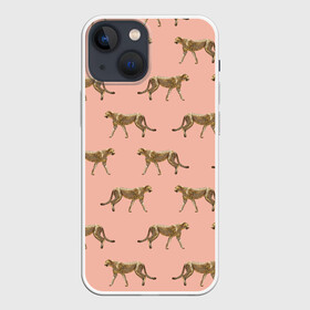 Чехол для iPhone 13 mini с принтом Гепарды на розовом в Екатеринбурге,  |  | африка | гепард | гепарды | иллюстрация | коты | кошки | крупные кошки | паттерн | пятна | розовый | сафари