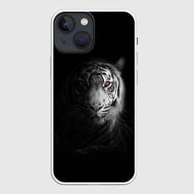 Чехол для iPhone 13 mini с принтом БЕЛЫЙ ТИГР в Екатеринбурге,  |  | Тематика изображения на принте: animal | art | beast | cat | hunter | picture | power | strong | tiger | white | белый | благородный | гордый | дикие | животные | звери | кошки | охотник | тигр | хищник | царь