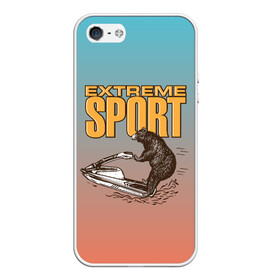 Чехол для iPhone 5/5S матовый с принтом Медведь экстремальный спорт в Екатеринбурге, Силикон | Область печати: задняя сторона чехла, без боковых панелей | медведь | медвежонок | миша | мишка | спорт | экстрим