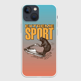 Чехол для iPhone 13 mini с принтом Медведь экстремальный спорт в Екатеринбурге,  |  | медведь | медвежонок | миша | мишка | спорт | экстрим