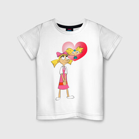 Детская футболка хлопок с принтом Эй Арнольд! в Екатеринбурге, 100% хлопок | круглый вырез горловины, полуприлегающий силуэт, длина до линии бедер | helga | арнольд | сердце | хельга