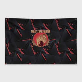 Флаг-баннер с принтом MUAY THAI FIGHTER в Екатеринбурге, 100% полиэстер | размер 67 х 109 см, плотность ткани — 95 г/м2; по краям флага есть четыре люверса для крепления | fighter | muay thai | боец | драки | карате | муай тай | мутай