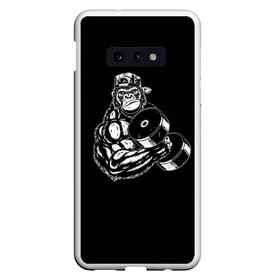 Чехол для Samsung S10E с принтом Ironmonkey в Екатеринбурге, Силикон | Область печати: задняя сторона чехла, без боковых панелей | fitness | gorilla | gym | monkey | power | sport | strength | горилла | качалка | мощь | сила | спорт | фитнес