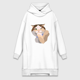 Платье-худи хлопок с принтом Подмигивающий котик в Екатеринбурге,  |  | котик | милый | подмигивание | пушистый | пятна