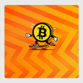 Магнитный плакат 3Х3 с принтом Биткоин на скейте в Екатеринбурге, Полимерный материал с магнитным слоем | 9 деталей размером 9*9 см | Тематика изображения на принте: bitcoin | альткоин | битки | биткоин | биток | крипта | криптовалюта | монета | сатоши