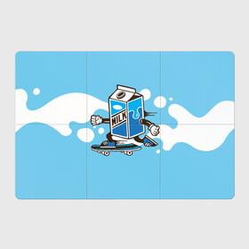 Магнитный плакат 3Х2 с принтом Пачка молока на скейте в Екатеринбурге, Полимерный материал с магнитным слоем | 6 деталей размером 9*9 см | Тематика изображения на принте: коробка | молоко | молочко | пачка молока | скейт | упаковка