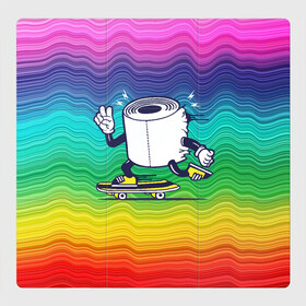 Магнитный плакат 3Х3 с принтом Туалетная бумага на скейте в Екатеринбурге, Полимерный материал с магнитным слоем | 9 деталей размером 9*9 см | Тематика изображения на принте: бумага | прикол | скейт | спорт | туалет | туалетная бумага | шутка