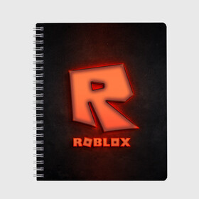 Тетрадь с принтом ROBLOX NEON RED в Екатеринбурге, 100% бумага | 48 листов, плотность листов — 60 г/м2, плотность картонной обложки — 250 г/м2. Листы скреплены сбоку удобной пружинной спиралью. Уголки страниц и обложки скругленные. Цвет линий — светло-серый
 | Тематика изображения на принте: neon | roblox | игра | компьютерная игра | логотип | неон | онлайн | онлайн игра | роблакс | роблокс