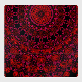 Магнитный плакат 3Х3 с принтом Акварельный калейдоскоп в Екатеринбурге, Полимерный материал с магнитным слоем | 9 деталей размером 9*9 см | Тематика изображения на принте: женский | калейдоскоп | красный | модный | цветочный узор | черный | этнический