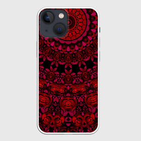 Чехол для iPhone 13 mini с принтом Акварельный калейдоскоп в Екатеринбурге,  |  | женский | калейдоскоп | красный | модный | цветочный узор | черный | этнический
