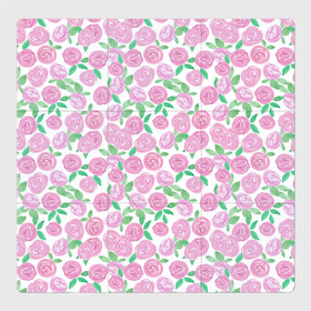 Магнитный плакат 3Х3 с принтом Розовые акварельные розы в Екатеринбурге, Полимерный материал с магнитным слоем | 9 деталей размером 9*9 см | Тематика изображения на принте: акварель | акварельные цветы | детский | для женщин | модный | розовый | розы | цветы